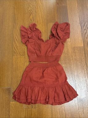 Express Rust Red Ruffle Two-Piece Dress Set